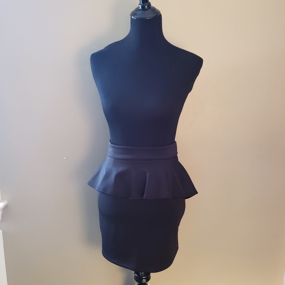Black Peplum Mini Skirt